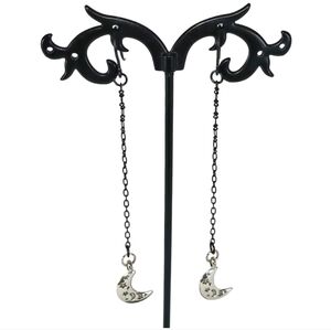 Crescent Moon Shoulder Duster Earrings Hypoallergenic Celestial Galaxy Spacecore